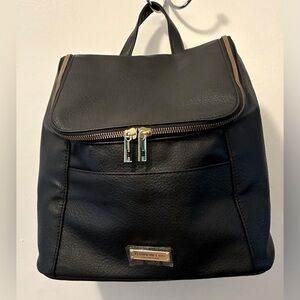 London Fog Black Leather Backpack NWT